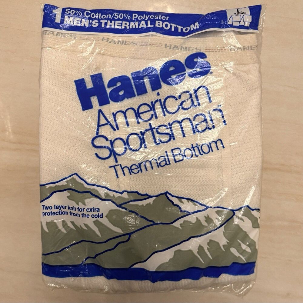 Vtg Hanes Thermal Bottom Long Underwear Men's L 38-40 American Sportsman USA NOS